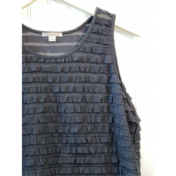 Erin London Sleeveless Top Women Large Black Stack Classic Tank Crew Neck Retro - Picture 2 of 10
